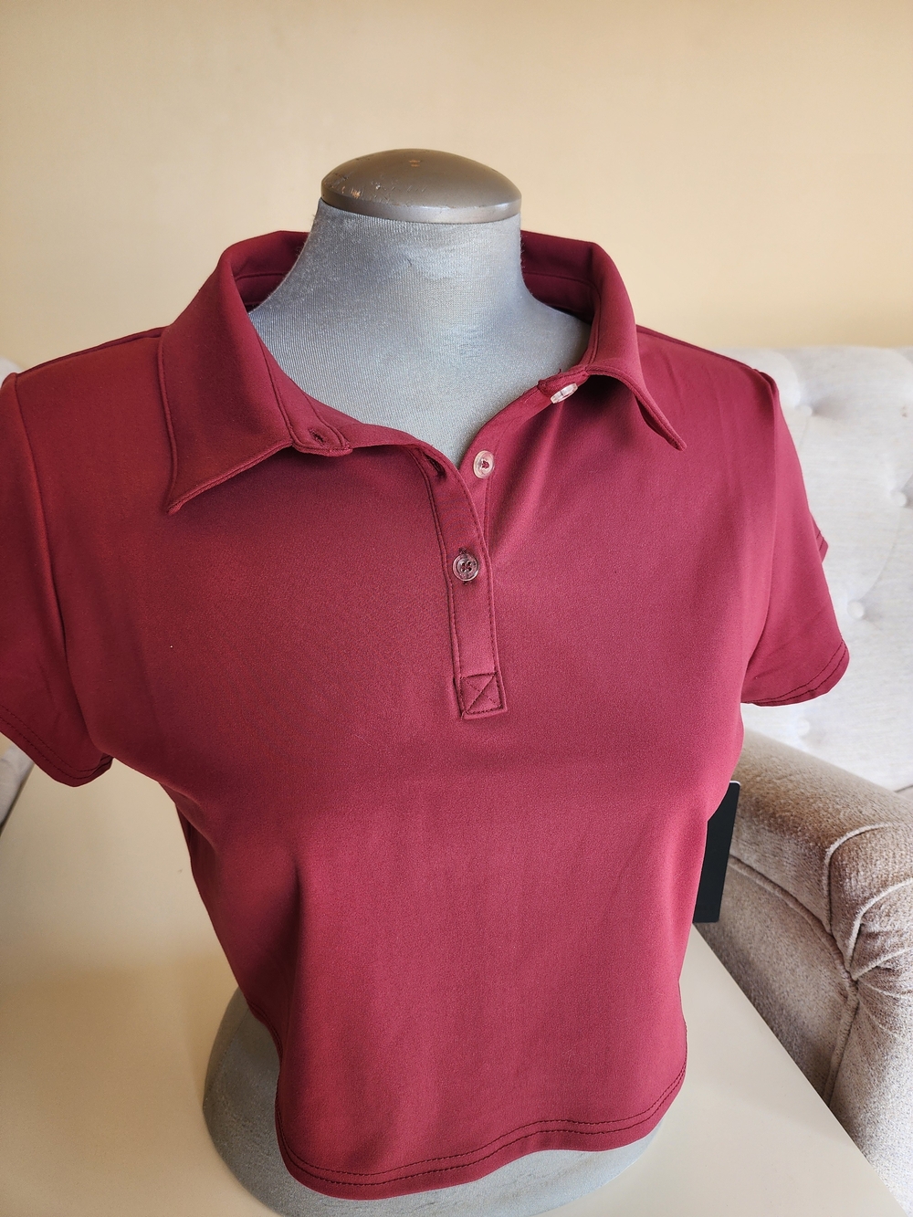 NWT - 90 Degree by Reflex Women’s XL Stretch Activewear Polo – Burnt Raspberry